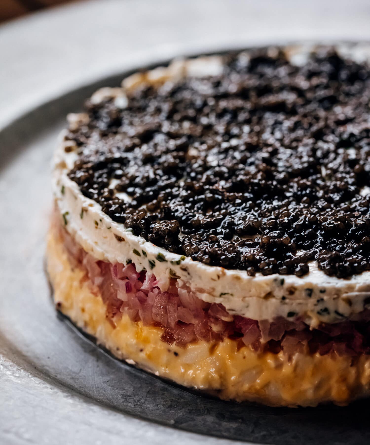 Layered American Paddlefish Caviar Dip