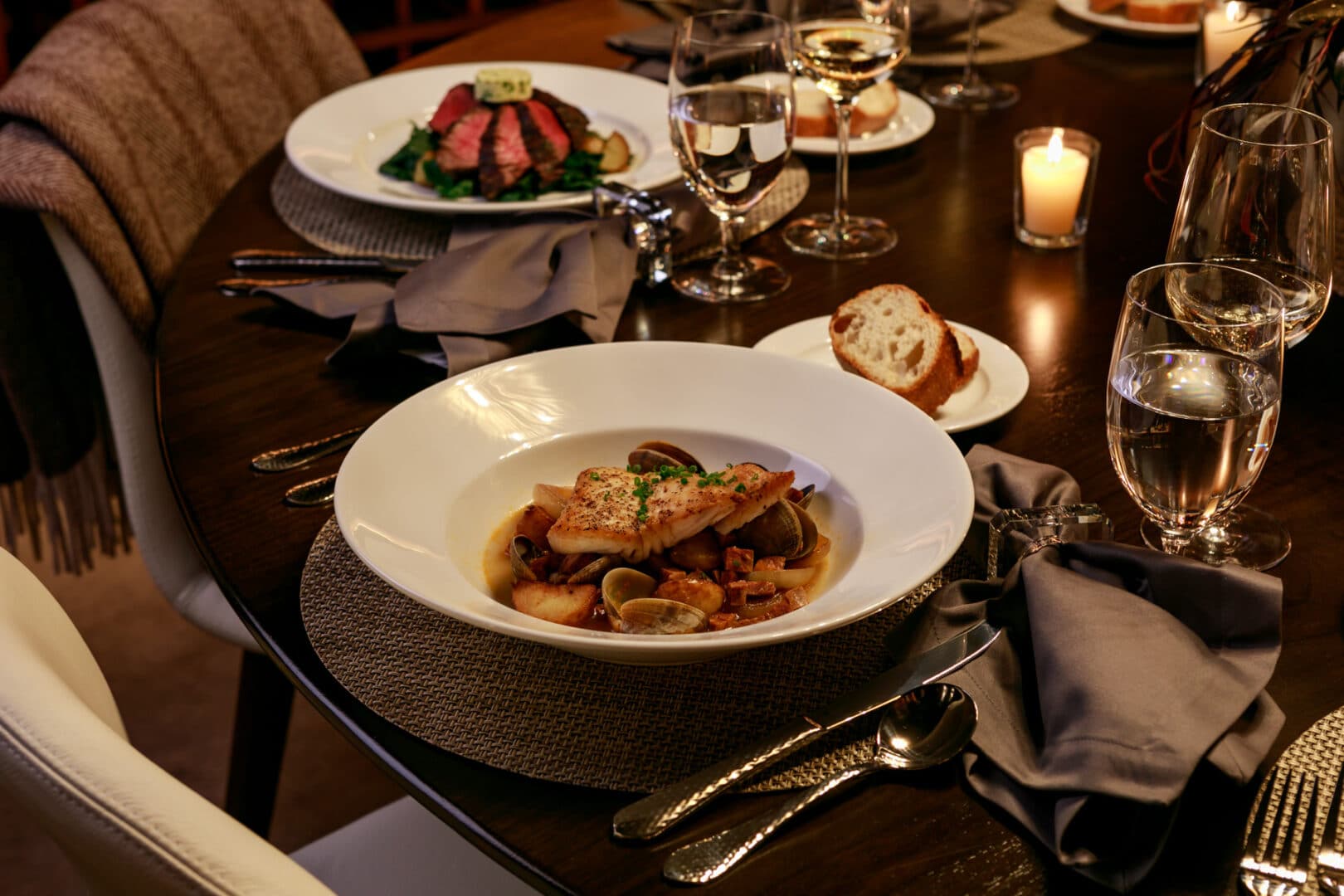 Entree served on the table at Cellar Z