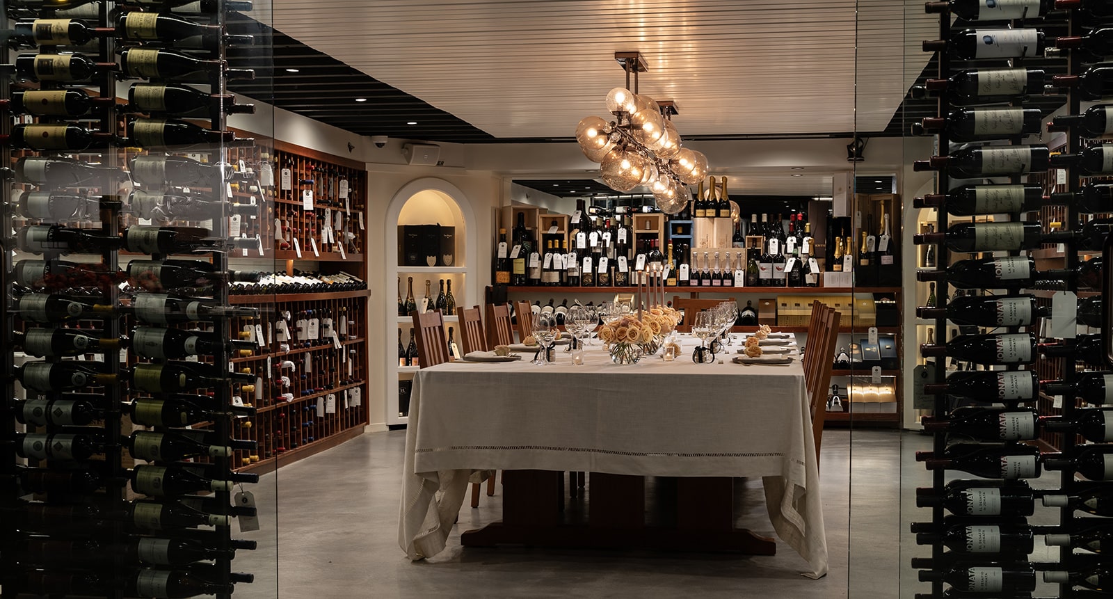 Private Wine Cellar Dining Room Table set for dinner at Cellar Z in Portland.