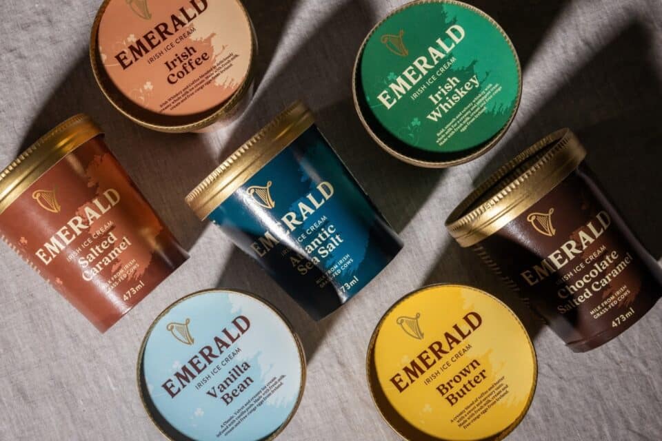 Emerald Ice Cream Varieties in pint containers