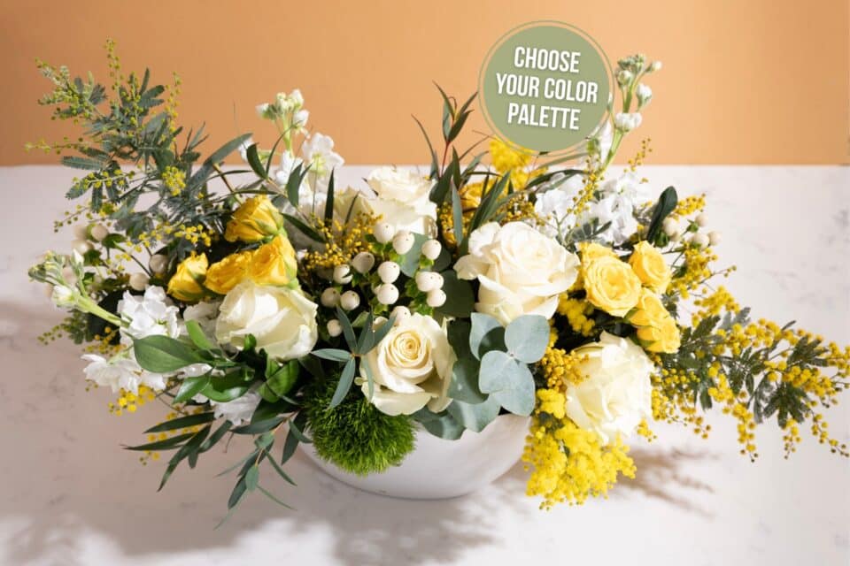 bouquet of flowers with a yellow background