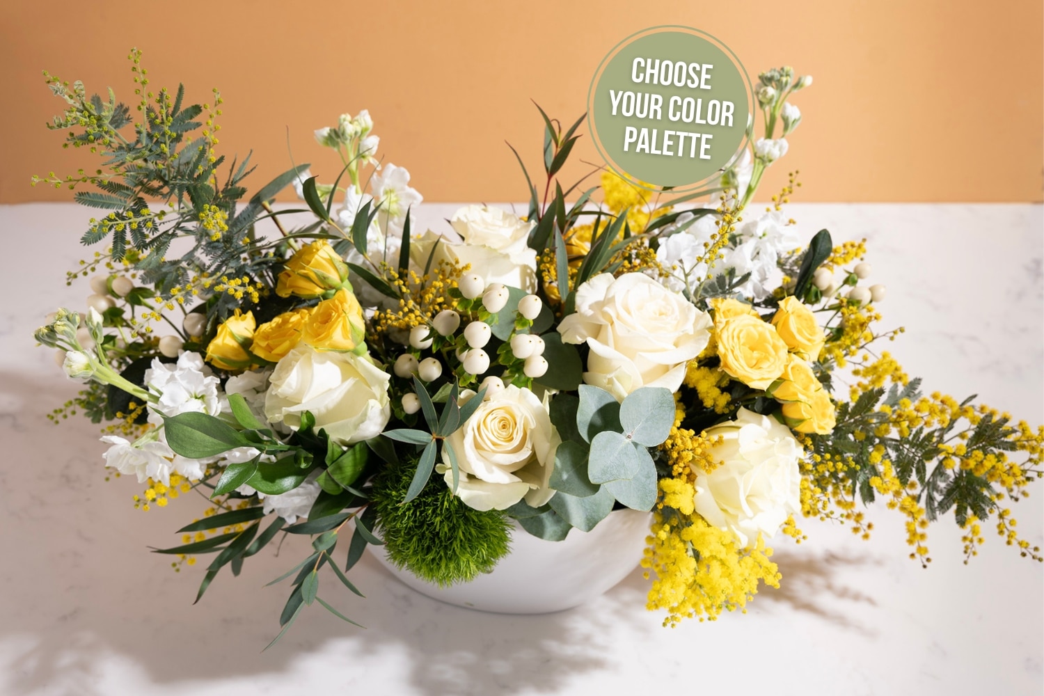 bouquet of flowers with a yellow background