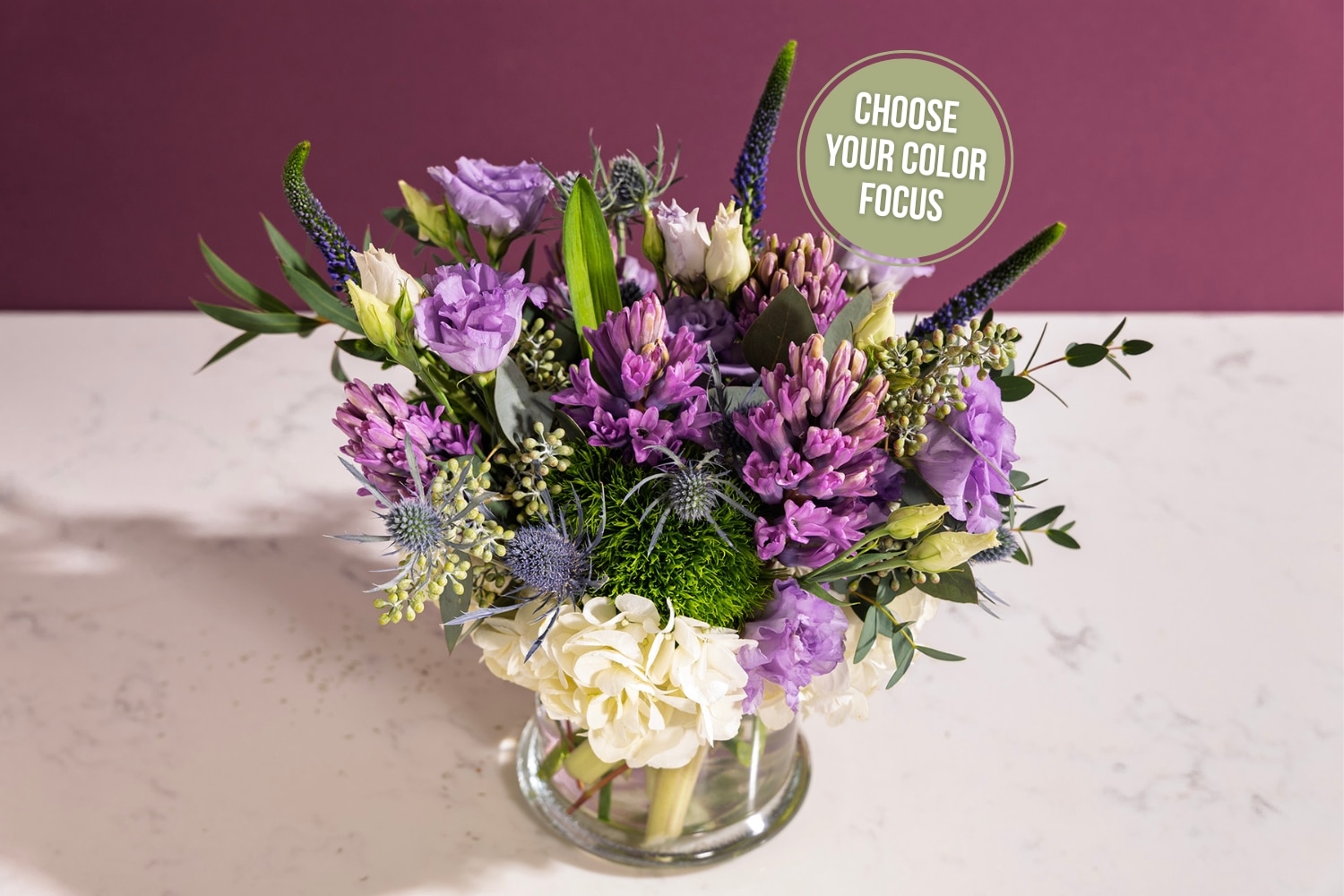 bouquet of flowers with a purple background
