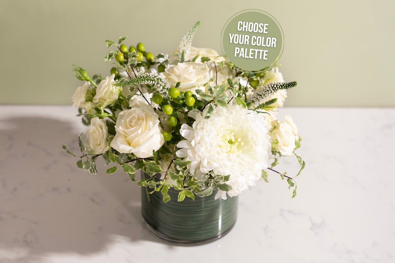 bouquet of flowers with a green background