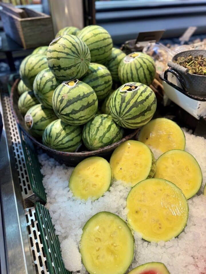 Sunny Gold Watermelon display on ice