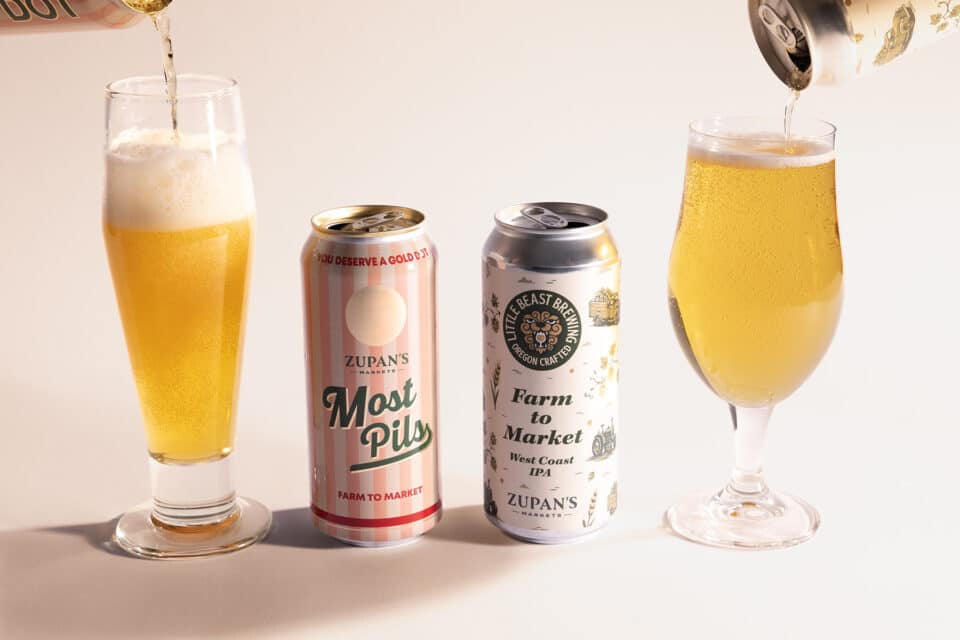 Zupan's beers being poured into glasses